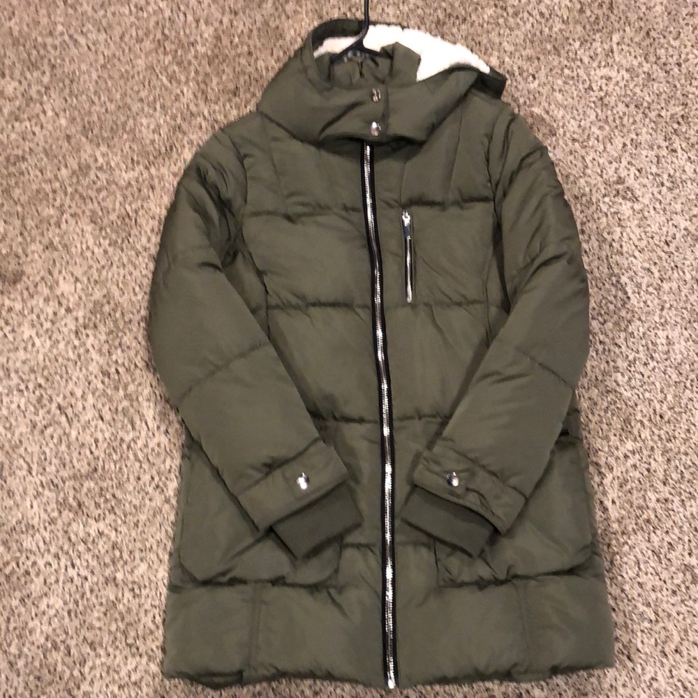 Maurices olive Sherpa lined hooded puffer outerwear jacket - Picture 1 of 2